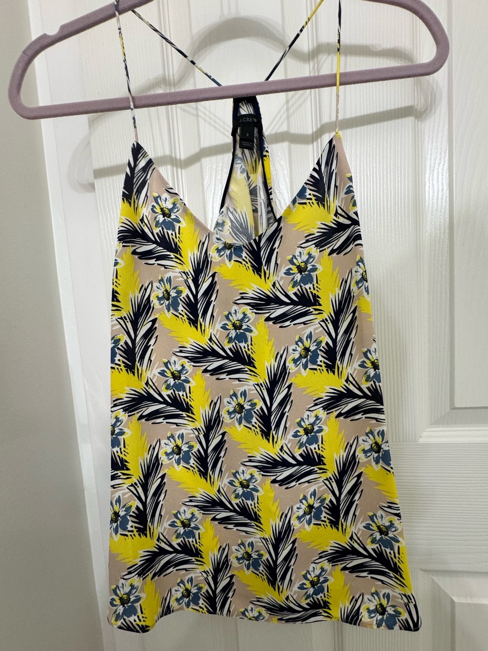 J. Crew Yellow Floral Print Silk Cami